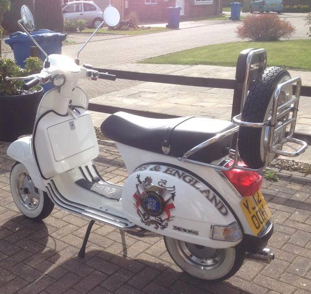 Airbrushed Painting of a White Custom Scooter